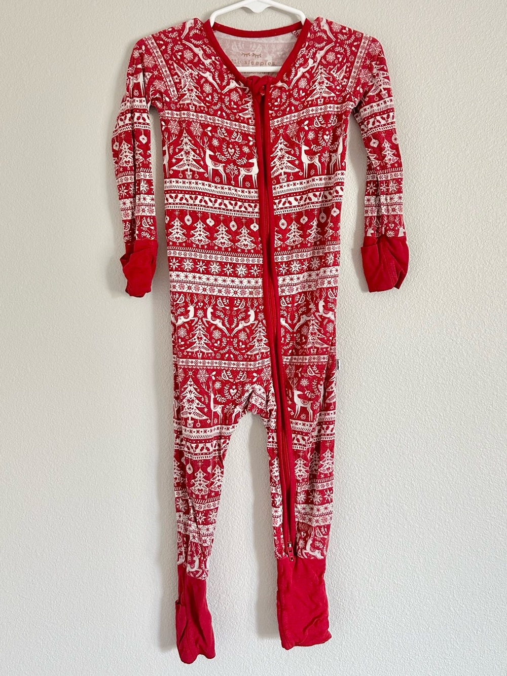 Little Sleepies Festive Fair Isle Bamboo Zippy Pajamas 12-18M
